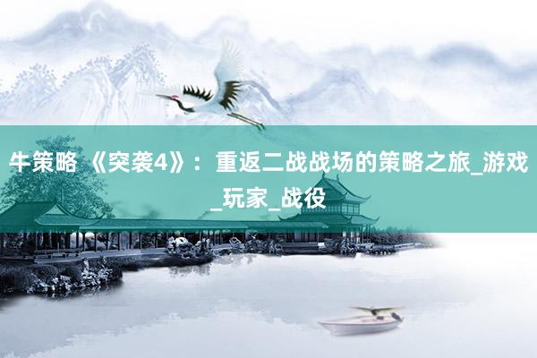 牛策略 《突袭4》：重返二战战场的策略之旅_游戏_玩家_战役